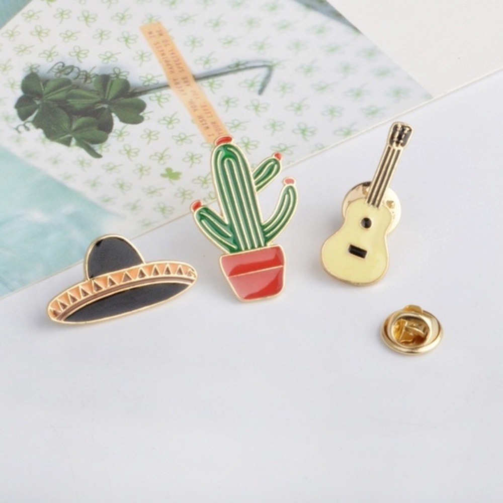 3 Pcs Brooch Set | Cactus 🌵 | Guitar | Sombrero